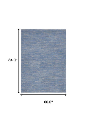 Homeroots 5' X 7' Blue And Grey Striped Non Skid Indoor Outdoor Area Rug  Polypropylene 479467