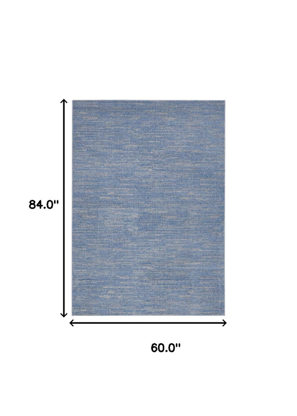 Homeroots 5' X 7' Blue And Grey Striped Non Skid Indoor Outdoor Area Rug  Polypropylene 479467