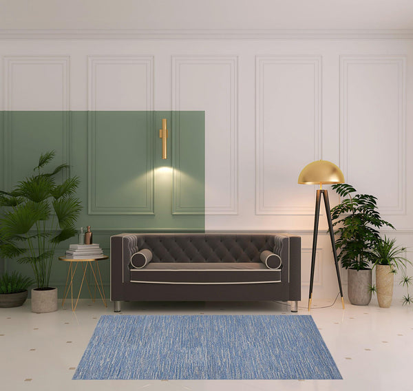 Homeroots 5' X 7' Blue And Grey Striped Non Skid Indoor Outdoor Area Rug  Polypropylene 479467