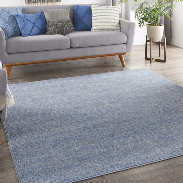 Homeroots 7' X 7' Blue And Grey Square Striped Non Skid Indoor Outdoor Area Rug  Polypropylene 479469