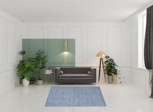 Homeroots 7' X 7' Blue And Grey Square Striped Non Skid Indoor Outdoor Area Rug  Polypropylene 479469