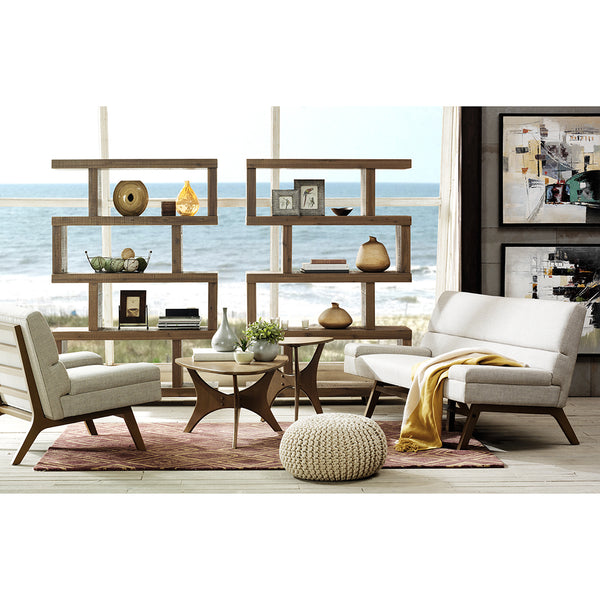 JLA Home INK+IVY - Triangle Pecan Wood Side Table with Mid-Century Triangular Top & Geometric Angled Base, Compact Contemporary Accent FPF17-0296