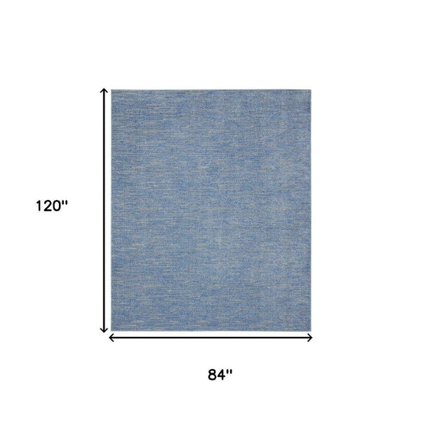 HomeRoots 7' Blue and Gray Striped Indoor Outdoor Area Rug - Durable, Low-Pile Design for Versatile Spaces 479470
