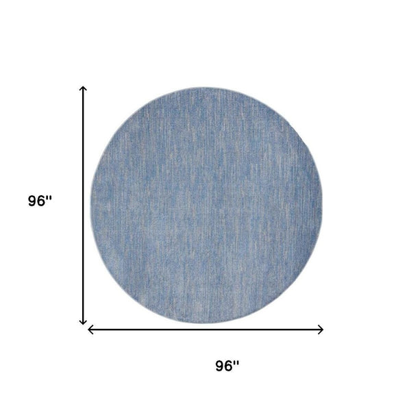 HomeRoots 8' Round Blue and Gray Indoor Outdoor Area Rug - Stylish, Durable, Easy-Care for Patios & Living Rooms 479471