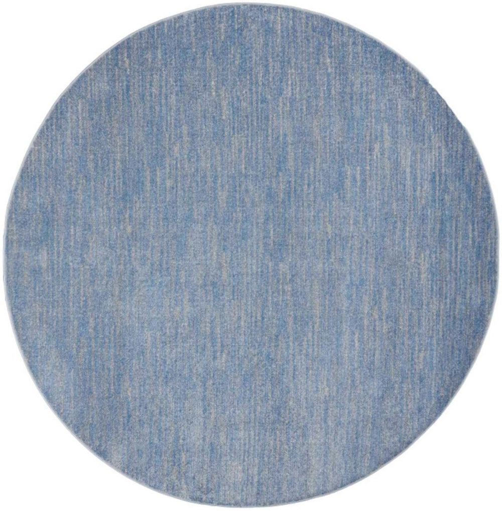 HomeRoots 8' Round Blue and Gray Indoor Outdoor Area Rug - Stylish, Durable, Easy-Care for Patios & Living Rooms 479471