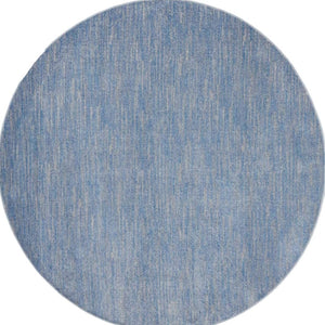 HomeRoots 8' Round Blue and Gray Indoor Outdoor Area Rug - Stylish, Durable, Easy-Care for Patios & Living Rooms 479471