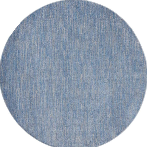 HomeRoots 8' Round Blue and Gray Indoor Outdoor Area Rug - Stylish, Durable, Easy-Care for Patios & Living Rooms 479471