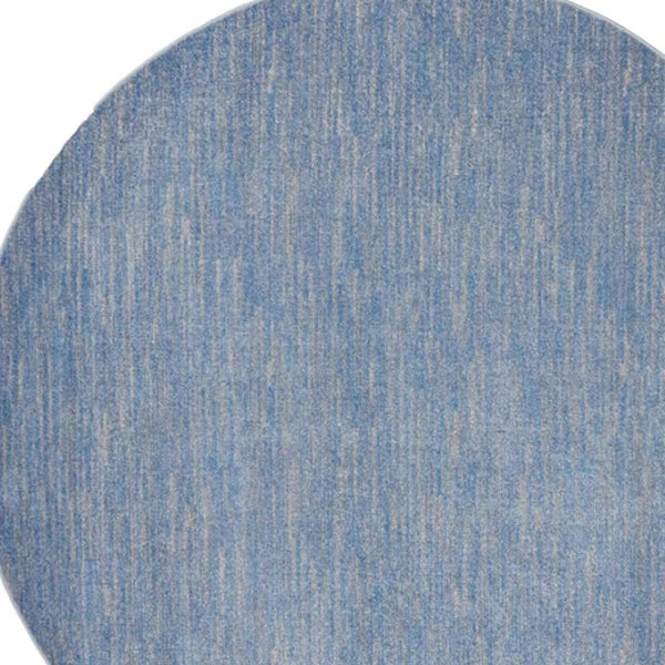 HomeRoots 8' Round Blue and Gray Indoor Outdoor Area Rug - Stylish, Durable, Easy-Care for Patios & Living Rooms 479471