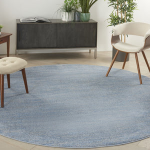 HomeRoots 8' Round Blue and Gray Indoor Outdoor Area Rug - Stylish, Durable, Easy-Care for Patios & Living Rooms 479471