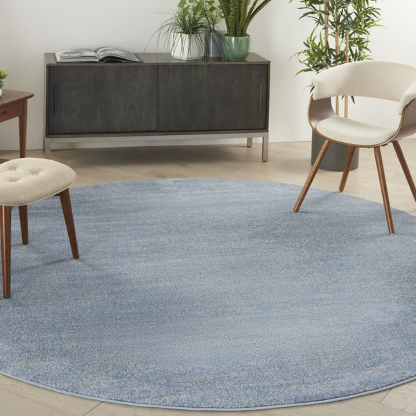 HomeRoots 8' Round Blue and Gray Indoor Outdoor Area Rug - Stylish, Durable, Easy-Care for Patios & Living Rooms 479471
