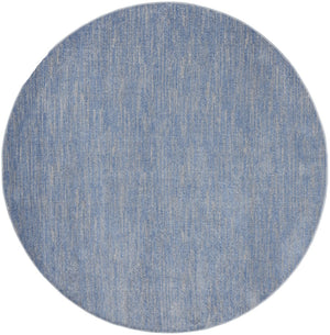 HomeRoots 8' Round Blue and Gray Indoor Outdoor Area Rug - Stylish, Durable, Easy-Care for Patios & Living Rooms 479471