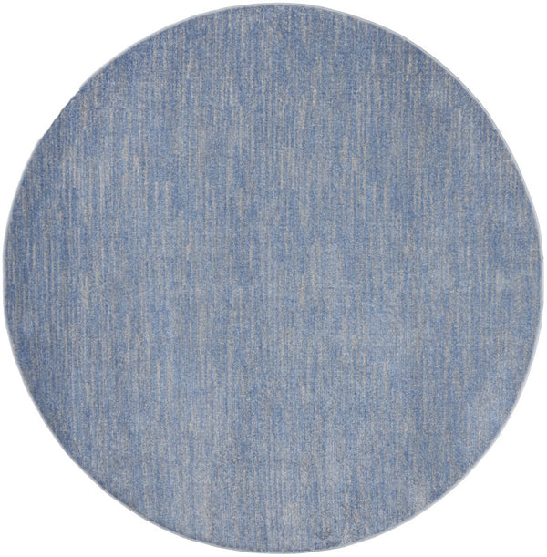 HomeRoots 8' Round Blue and Gray Indoor Outdoor Area Rug - Stylish, Durable, Easy-Care for Patios & Living Rooms 479471