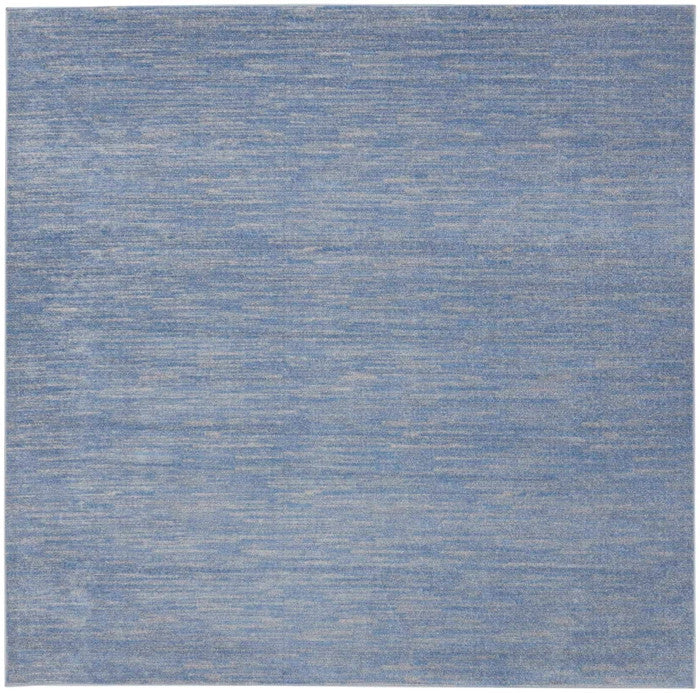 Homeroots 9' X 9' Blue And Grey Square Striped Non Skid Indoor Outdoor Area Rug  Polypropylene 479473