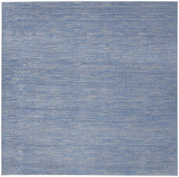 Homeroots 9' X 9' Blue And Grey Square Striped Non Skid Indoor Outdoor Area Rug  Polypropylene 479473