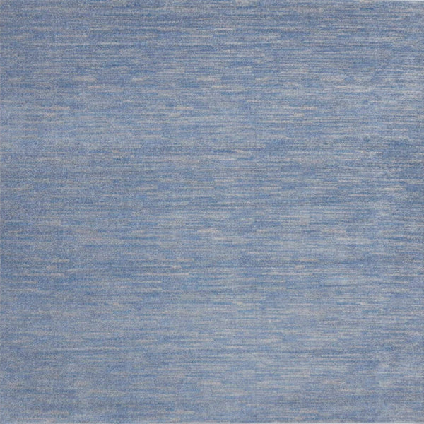 Homeroots 9' X 9' Blue And Grey Square Striped Non Skid Indoor Outdoor Area Rug  Polypropylene 479473