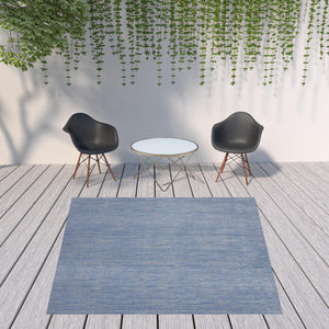 Homeroots 9' X 9' Blue And Grey Square Striped Non Skid Indoor Outdoor Area Rug  Polypropylene 479473
