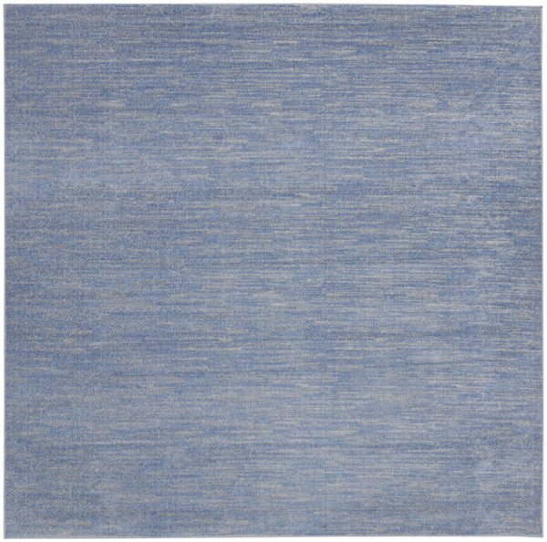 Homeroots 9' X 9' Blue And Grey Square Striped Non Skid Indoor Outdoor Area Rug  Polypropylene 479473