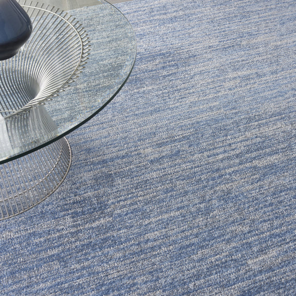 Homeroots 9' X 9' Blue And Grey Square Striped Non Skid Indoor Outdoor Area Rug  Polypropylene 479473