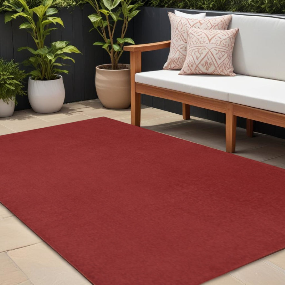 HomeRoots 10' Brick Red Stain Resistant Indoor/Outdoor Area Rug - Durable, Low-Maintenance, Stylish Design 479474