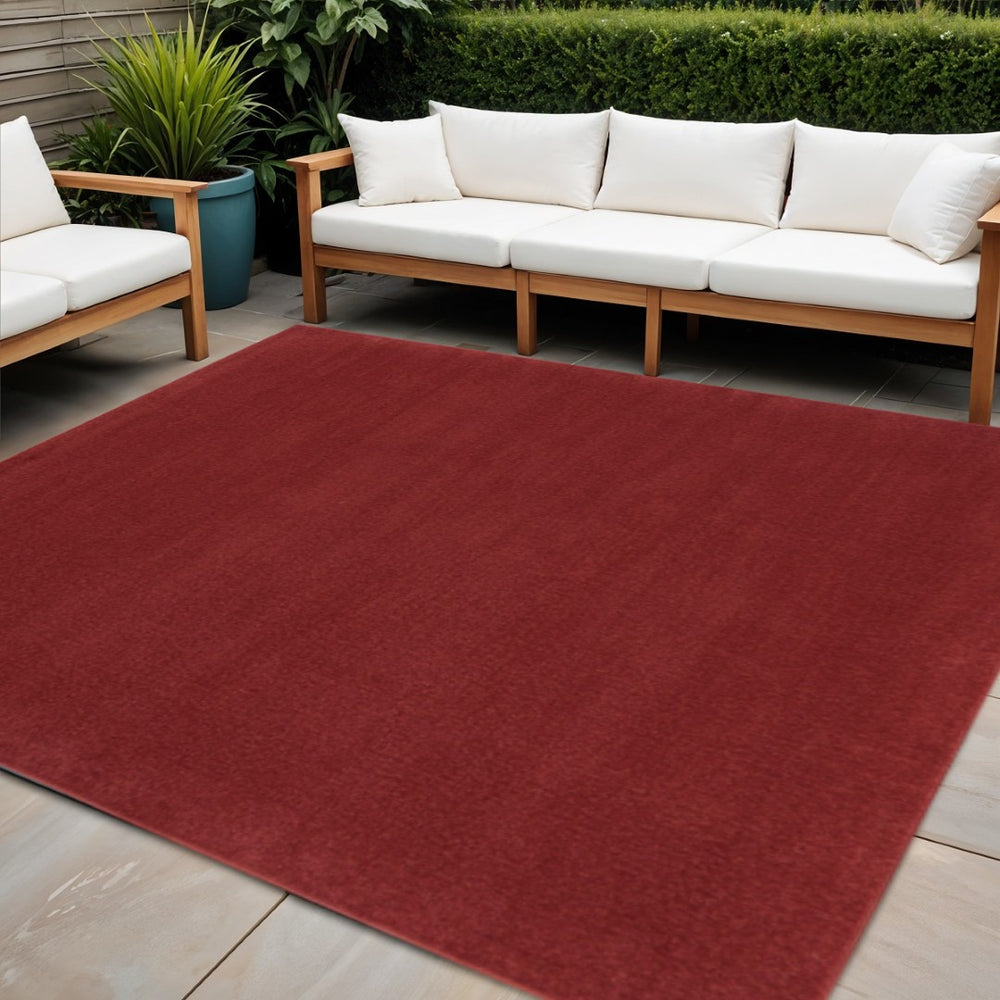 HomeRoots 7' Brick Red Square Area Rug – Durable, Weather-Resistant Design for Indoor & Outdoor Spaces! 479481