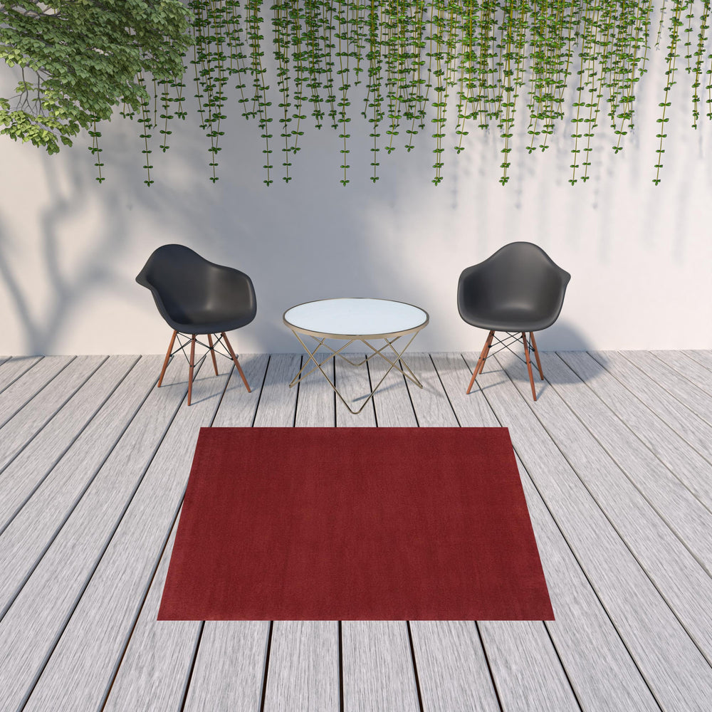 Homeroots 7' X 7' Brick Red Square Non Skid Indoor Outdoor Area Rug  Polypropylene 479481