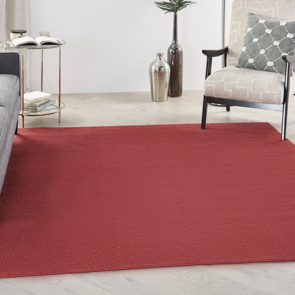 HomeRoots 7' Brick Red Square Area Rug – Durable, Weather-Resistant Design for Indoor & Outdoor Spaces! 479481