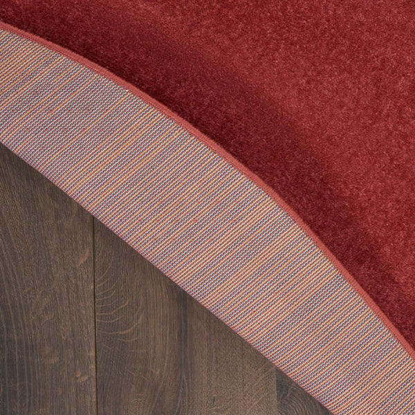 HomeRoots 8' Round Brick Red Area Rug - Durable, Soft, Indoor/Outdoor Mat Perfect for High-Traffic Spaces 479483