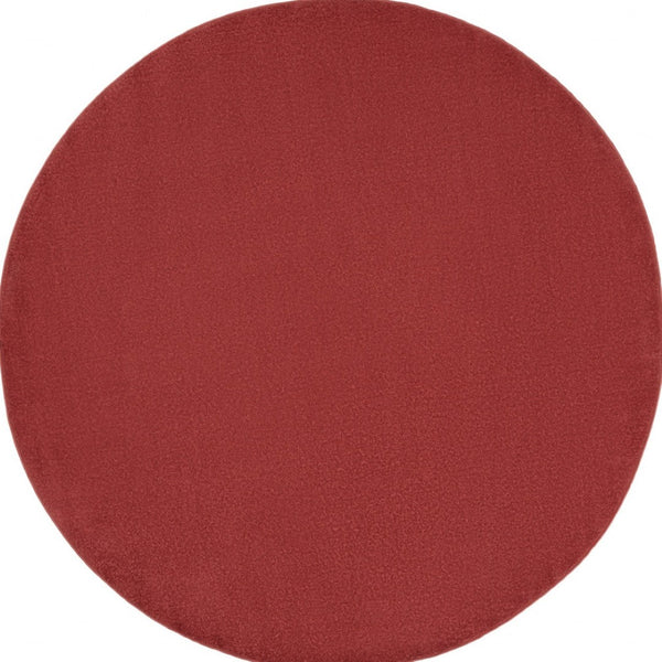 HomeRoots 8' Round Brick Red Area Rug - Durable, Soft, Indoor/Outdoor Mat Perfect for High-Traffic Spaces 479483