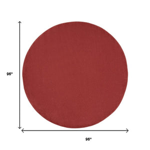 HomeRoots 8' Round Brick Red Area Rug - Durable, Soft, Indoor/Outdoor Mat Perfect for High-Traffic Spaces 479483