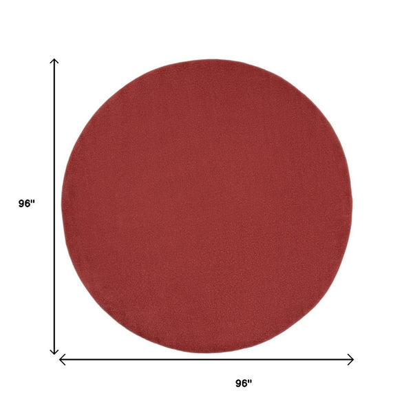 HomeRoots 8' Round Brick Red Area Rug - Durable, Soft, Indoor/Outdoor Mat Perfect for High-Traffic Spaces 479483