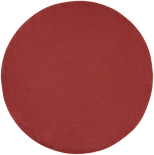 HomeRoots 8' Round Brick Red Area Rug - Durable, Soft, Indoor/Outdoor Mat Perfect for High-Traffic Spaces 479483