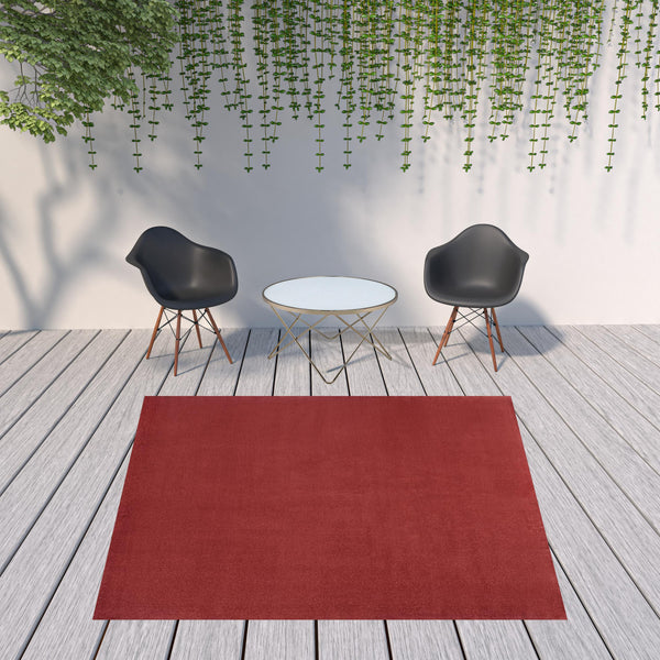 Homeroots 9' X 9' Brick Red Square Non Skid Indoor Outdoor Area Rug  Polypropylene 479485