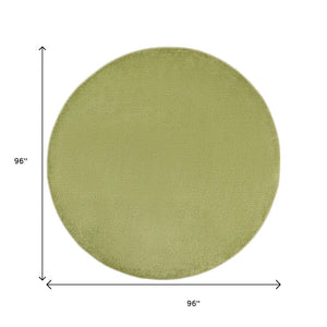 HomeRoots 8' Green Round Area Rug - Durable, Soft, Low-Pile for Indoor/Outdoor Spaces - Pet Friendly & Stylish 479496