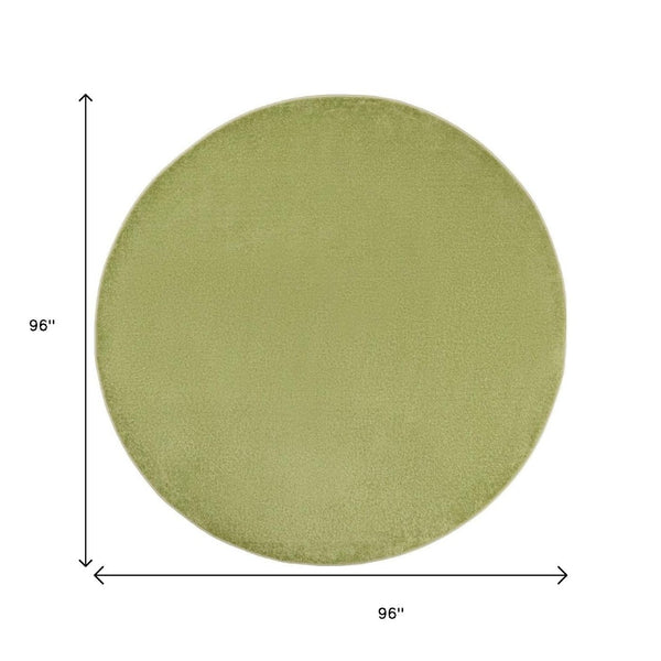 HomeRoots 8' Green Round Area Rug - Durable, Soft, Low-Pile for Indoor/Outdoor Spaces - Pet Friendly & Stylish 479496