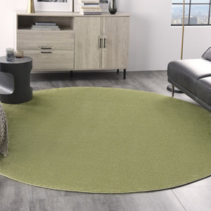 HomeRoots 8' Green Round Area Rug - Durable, Soft, Low-Pile for Indoor/Outdoor Spaces - Pet Friendly & Stylish 479496