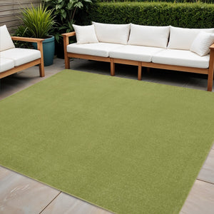 HomeRoots 9' Green Square Area Rug - Versatile Indoor/Outdoor Solution with Soft, Durable, Weather-Resistant Design 479498
