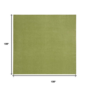 HomeRoots 9' Green Square Area Rug - Versatile Indoor/Outdoor Solution with Soft, Durable, Weather-Resistant Design 479498