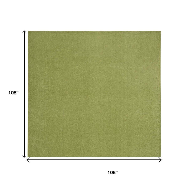 HomeRoots 9' Green Square Area Rug - Versatile Indoor/Outdoor Solution with Soft, Durable, Weather-Resistant Design 479498