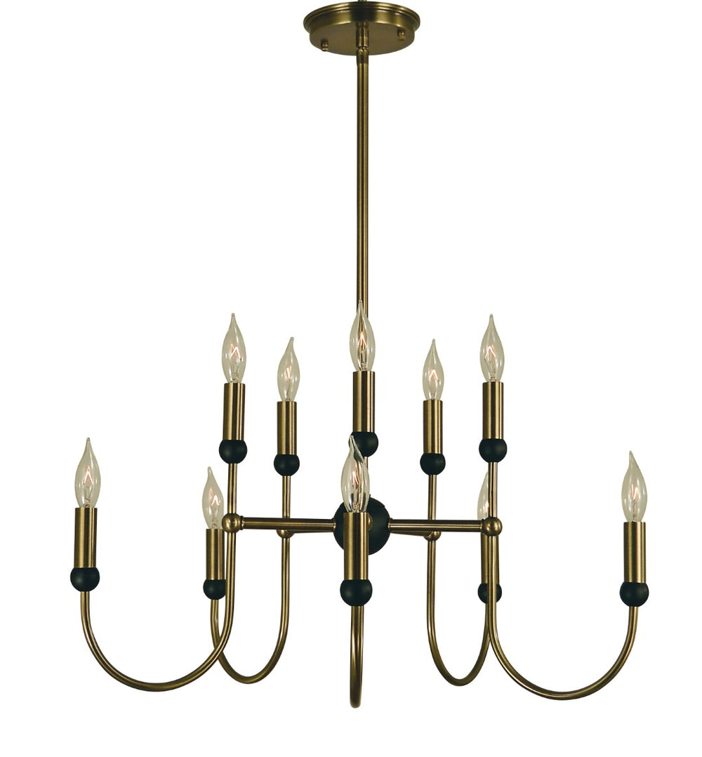 Framburg 10-light Elegant Chandelier - Handmade Mixed Metal Design With Feminine Touch For Stunning Spaces Antique Brass With Matte Black Metal 4795 Ab/Mblack