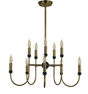 Framburg 10-light Elegant Chandelier - Handmade Mixed Metal Design With Feminine Touch For Stunning Spaces Antique Brass With Matte Black Metal 4795 Ab/Mblack