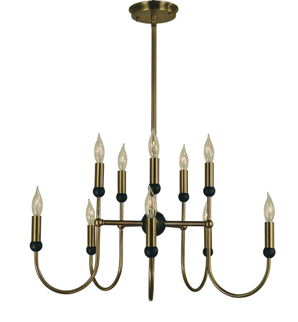 Framburg 10-light Elegant Chandelier - Handmade Mixed Metal Design With Feminine Touch For Stunning Spaces Antique Brass With Matte Black Metal 4795 Ab/Mblack