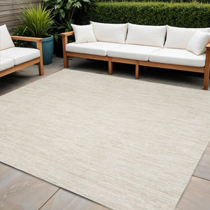 HomeRoots 7' Elegant Beige and Ivory Square Area Rug – Versatile Indoor/Outdoor Design for Any Space 479507
