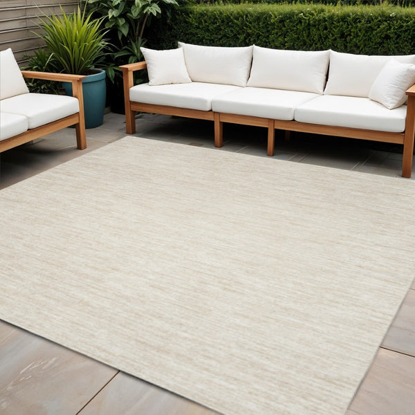 HomeRoots 7' Elegant Beige and Ivory Square Area Rug – Versatile Indoor/Outdoor Design for Any Space 479507