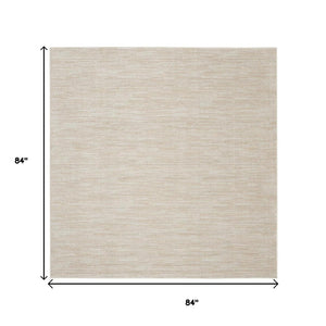 HomeRoots 7' Elegant Beige and Ivory Square Area Rug – Versatile Indoor/Outdoor Design for Any Space 479507