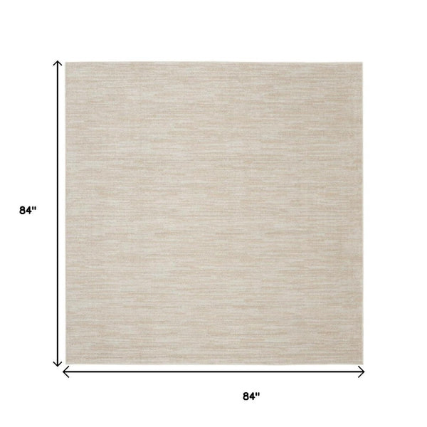 HomeRoots 7' Elegant Beige and Ivory Square Area Rug – Versatile Indoor/Outdoor Design for Any Space 479507