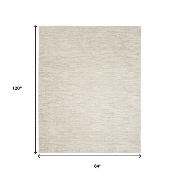 HomeRoots 7' X 10' Beige and Ivory Area Rug - Stylish Low-Pile Indoor/Outdoor Rug for All Décor Styles 479508