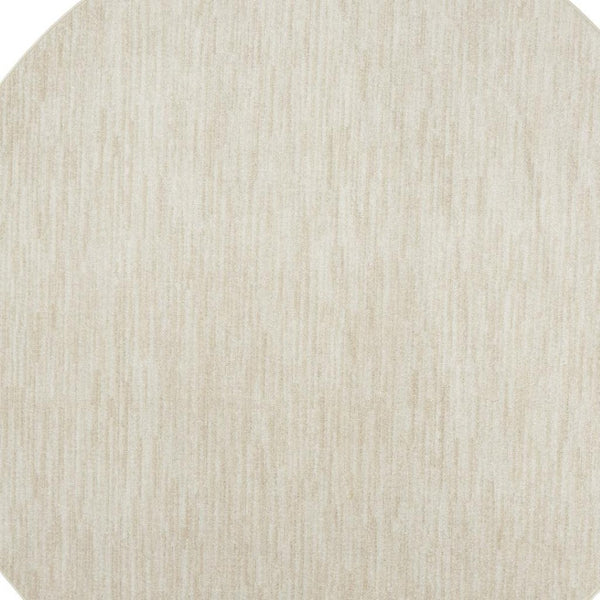HomeRoots 8' Round Beige and Ivory Indoor Outdoor Area Rug – Versatile, Durable, Low-Pile for All Spaces! 479509