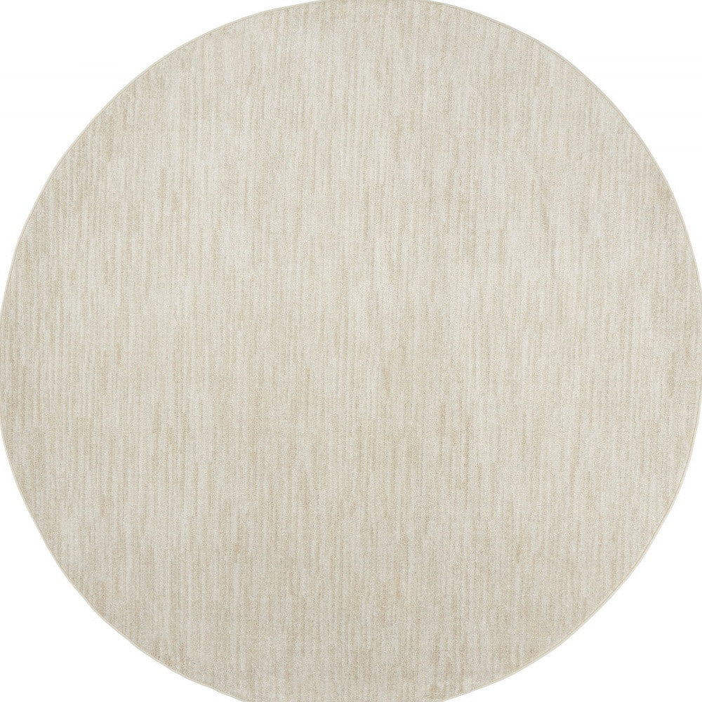 Homeroots 8' X 8' Ivory And Beige Round Non Skid Indoor Outdoor Area Rug  Polypropylene 479509