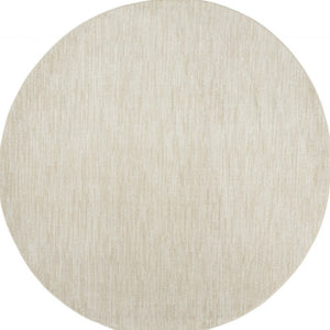 HomeRoots 8' Round Beige and Ivory Indoor Outdoor Area Rug – Versatile, Durable, Low-Pile for All Spaces! 479509