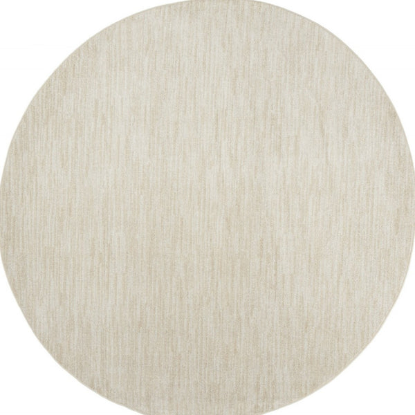 HomeRoots 8' Round Beige and Ivory Indoor Outdoor Area Rug – Versatile, Durable, Low-Pile for All Spaces! 479509